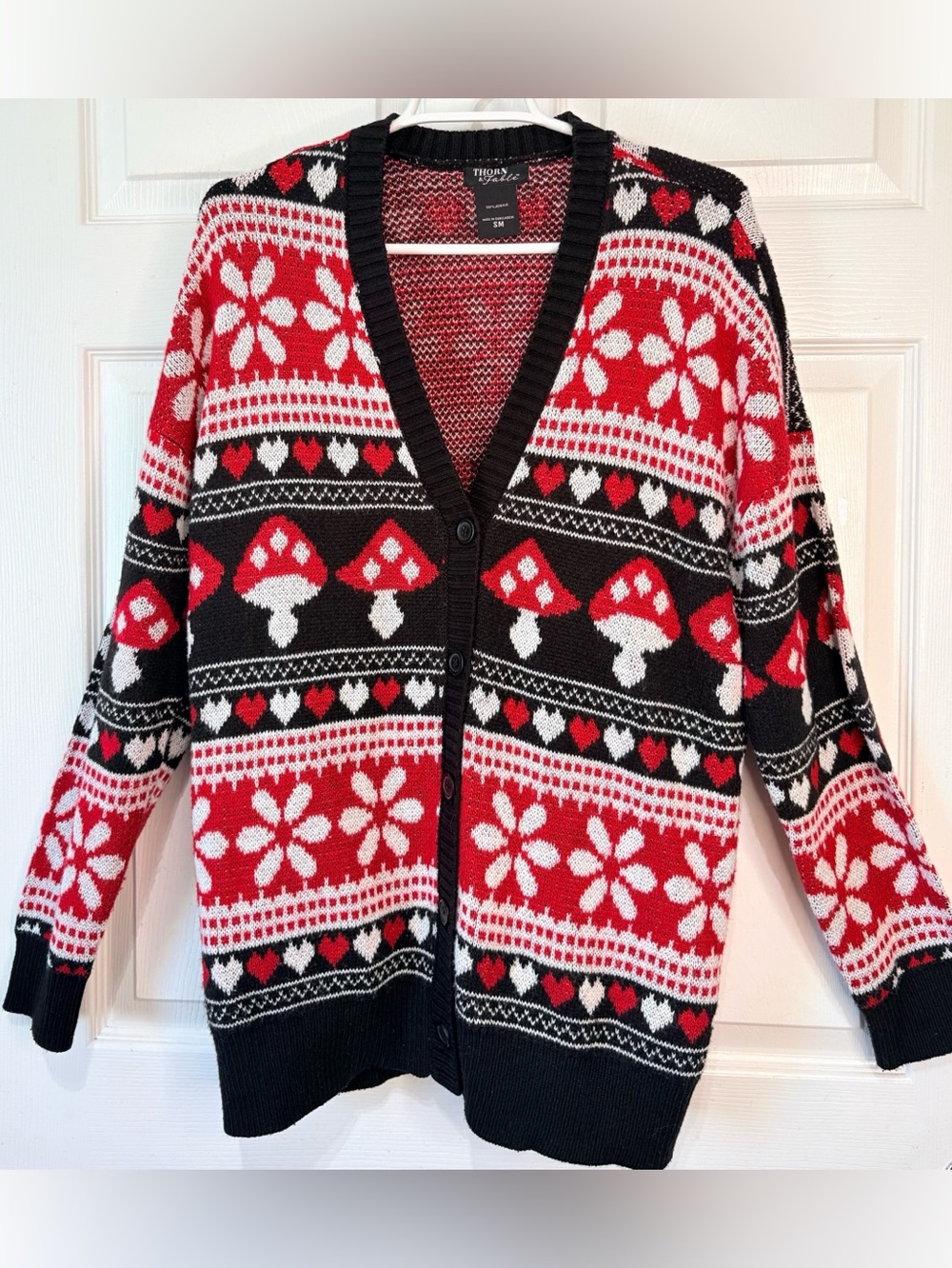 Hot Topic Thorn & Fable Magic Mushroom Whimsy Cardigan Sweater Size SM